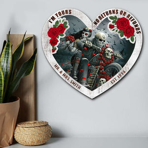 I'm Yours No Returns or Refunds, Personalized Couple Wood Sign, Gift for Bikers - Wood Sign - GoDuckee