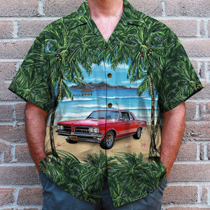 Muscle Car Coconut Palm Beach Personalized Hawaiian Shirt - Hawaiian Shirts - GoDuckee