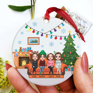 The Love Between Sisters Always & Forever, Personalized Besties Ceramic Ornament - Ornament - GoDuckee