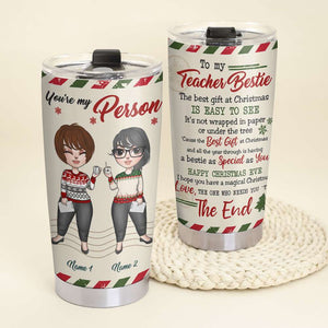 Personalized Teacher Bestie Tumbler Cup -A Bestie As Special As You - Teacher Girl Doll - Tumbler Cup - GoDuckee