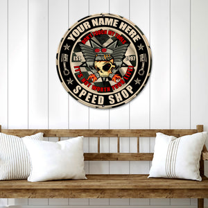 Custom Vintage Speed Shop's Name Metal Sign - Drag Racing - Don't Touch My Tools It's Not Worth Your Life - Metal Wall Art - GoDuckee