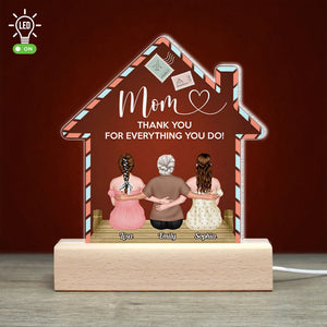 Mom Thank You For Everything You Do, Personalized Led Light, Gift For Mom, Mother's Day Gift, Mom With Her Kids - Led Night Light - GoDuckee