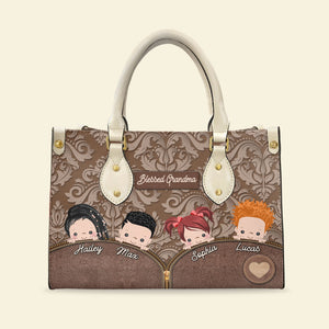 Personalized Grandma Leather Bag, Gift For Family - Leather Bag - GoDuckee