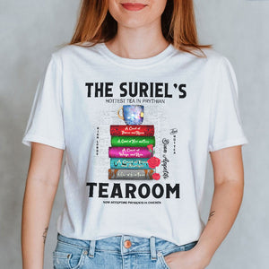 S. J. M. Shirt - The Suriel's Tearoom Hottest Tea In Prythian - Book Spines And Roses - Shirts - GoDuckee