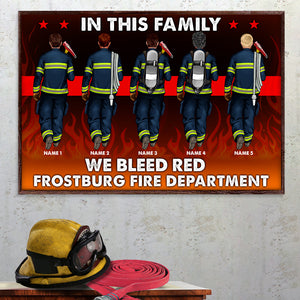 Personalized Firefighter Brother & Sister Poster - In This Family We Bleed Red - Poster & Canvas - GoDuckee