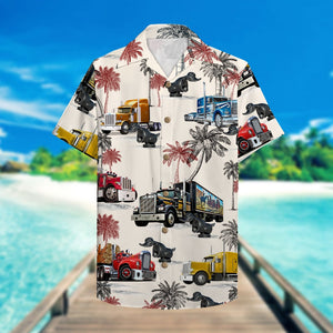 Truck With Duck Pattern Hawaiian Shirt, Aloha Shirt - Summer Gift For Trucker - Hawaiian Shirts - GoDuckee