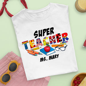 Super Teacher Personalized Superhero Shirt, Letter Shirt - Shirts - GoDuckee