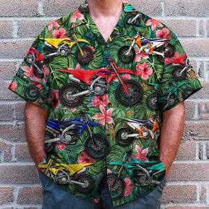 Motocross Hawaiian Shirt, Aloha Shirt, Flower Pattern - Hawaiian Shirts - GoDuckee