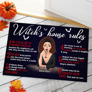 Personalized Witch Girl Doormat - Witch's House Rules Custom Doormat - Doormat - GoDuckee