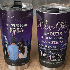 Personalized Zodiac Couple Tumbler - We Were Born Together - Tumbler Cup - GoDuckee