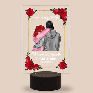 From Our First Kiss Till Our Last Breath - Personalized Led Night Light - Gift for Couple - Couple Back View - Led Night Light - GoDuckee