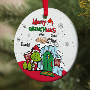 Merry Grinchmas Personalized Dog Ornament, Gift For Dog Lovers - Ornament - GoDuckee