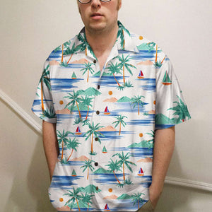 Cruising Flamingo Hawaiian Shirt - I'm Either Going Cruising - Palm Beach Pattern - Hawaiian Shirts - GoDuckee