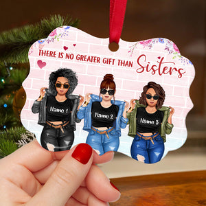 Friends No Greater Gift Than Sisters - Personalized Ornament - Gift for Friends - Front Denim Girls - Ornament - GoDuckee