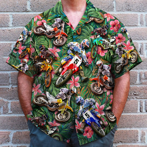 Custom Motocross Hawaiian Shirt, Tropical Pattern F - Hawaiian Shirts - GoDuckee