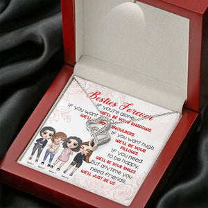 Besties Forever Anytime You Need Friends - Personalized Double Hearts Necklace - Gift for Besties - Fashion Girl Doll - Jewelry - GoDuckee