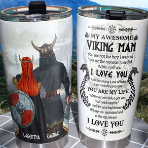 Personalized Viking Couple Tumbler Cup - My Awesome Viking Man - Tumbler Cup - GoDuckee