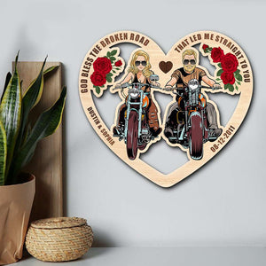 God Bless The Broken Road That Led Me Straight To You, Personalized Wood Art, Gift for Him/Her - Wood Sign - GoDuckee