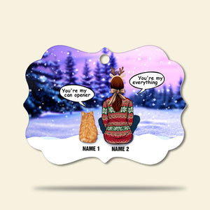 Cat You're My Everything - Personalized Ornament - Gift for Cat Lovers - Back Girl and Cat - Ornament - GoDuckee