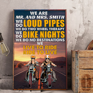 Personalized Biker Couple Poster - Live To Ride Ride to Live - Marriage Chapter - Highway Background - Poster & Canvas - GoDuckee