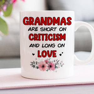 Grandmas Are Short On Criticism And Long On Love, Grandparents And Children Personalized Coffee Mug Gift For Grandparents - Coffee Mug - GoDuckee