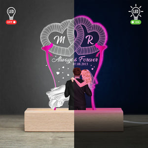 Always & Forever Personalized Wedding Anniversary Couple Led Light, Gift For Couple - Led Night Light - GoDuckee