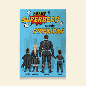 Every Super Dad Needs Sidekicks Personalized Family Canvas Print Gift For Dad - Poster & Canvas - GoDuckee