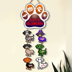 Custom Halloween Dachshund Wood Sign, Happy Halloweiner - Wood Sign - GoDuckee