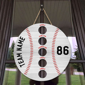 Personalized Baseball Round Wooden Sign - Double Home Run - Wood Sign - GoDuckee
