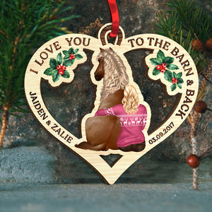 I Love You To The Barn And Back Custom Shape Wood Ornament - Ornament - GoDuckee