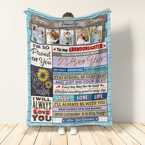 To My Granddaughter I'm So Proud Of You Personalized Blanket, Gift For Family - Blanket - GoDuckee