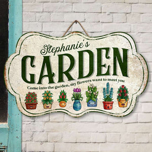Come Into The Garden, Personalized Metal Sign, Gift For Gardening Girl - Metal Wall Art - GoDuckee