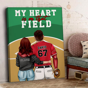 Personalized Baseball Couple Poster - My Heart Is On That Field - Couple Shoulder to Shoulder - Poster & Canvas - GoDuckee