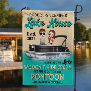 Pontoon We Don't Hide Crazy - Personalized Flag - Gift for Couple - Doll on The Pontoon - Flag - GoDuckee