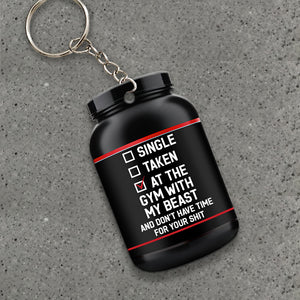 Personalized Gym Couple Keychain - At The Gym With My Beast/Beauty - Keychains - GoDuckee