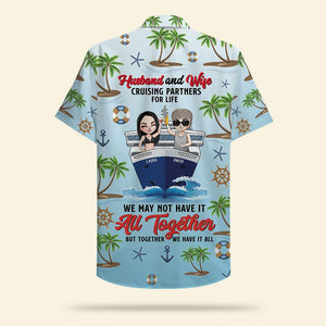 Personalized Cruising Partners Hawaiian Shirt - Husband and Wife - Cheers! - Coconut Tree Pattern Fol8-Vd1 - Hawaiian Shirts - GoDuckee