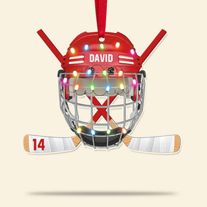 Ice Hockey Helmet, Personalized Ornament, Christmas Tree Decor - Ornament - GoDuckee