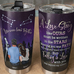 Personalized Zodiac Couple Tumbler - We Were Born Together - Tumbler Cup - GoDuckee