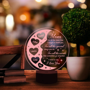 Mom For All The Times That I Forgot To Say Thank You - Personalized Led Night Light - Gift for Mom - Led Night Light - GoDuckee