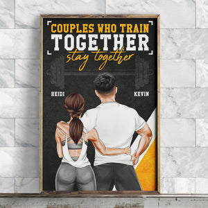 Personalized Gym Couple Poster - Couples Who Train Together Stay Together GYM2104 - Poster & Canvas - GoDuckee