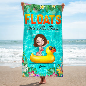 Floats Well With Others, Personalized Beach Towel, Summer Gifts for Besties - Beach Towel - GoDuckee