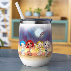 Personalized Bikini Sister Dolls Wine Tumbler - You May Call It Girls Led Night - Cool Summer Girls frd2104 - Wine Tumbler - GoDuckee
