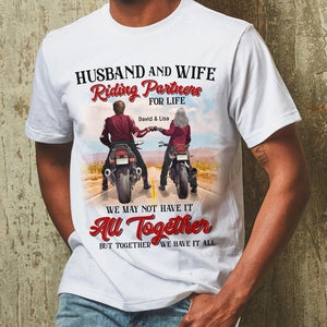 Riding Couple Husband and Wife Riding Partners for Life - Personalized Shirts - Gift for Couple - Shirts - GoDuckee