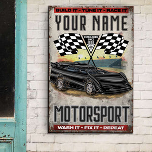 Dirt Track Racing Metal Sign - Custom Dirt Track Car - Build It Tune It Race It - Metal Wall Art - GoDuckee