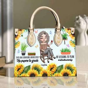 This Bag Contains No Papers To Grade or Lessons To Plan, Personalized Leather Bag for Retired Teachers - Leather Bag - GoDuckee