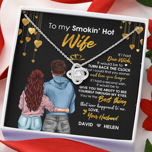 Couple To My Smokin' Hot Wife - Personalized Love Knot Necklace - Gift for Couple - Jewelry - GoDuckee