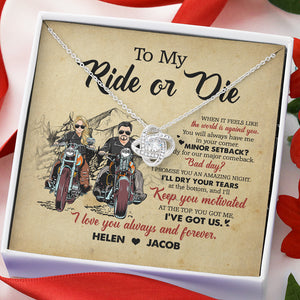 Biker Couple To My Ride Or Die - Personalized Love Knot Necklace - Jewelry - GoDuckee