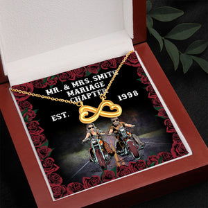 Biker Couple Marriage Chapter - Personalized Infinity Hearts Necklace - Gift for Him/Her - Jewelry - GoDuckee