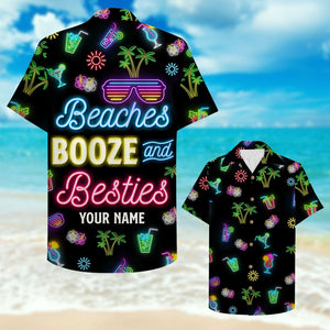 Led Beach Pattern Hawaiian Shirt - Besties Drunk - Beaches Booze And Besties - Hawaiian Shirts - GoDuckee