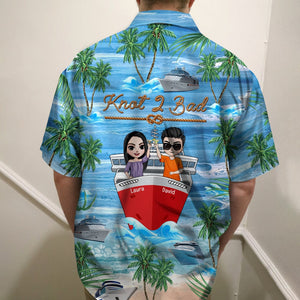 Personalized Cruising Couple Hawaiian Shirt - Drinking, Knot 2 Bad - Cruise & Palm Tree Pattern - Hawaiian Shirts - GoDuckee
